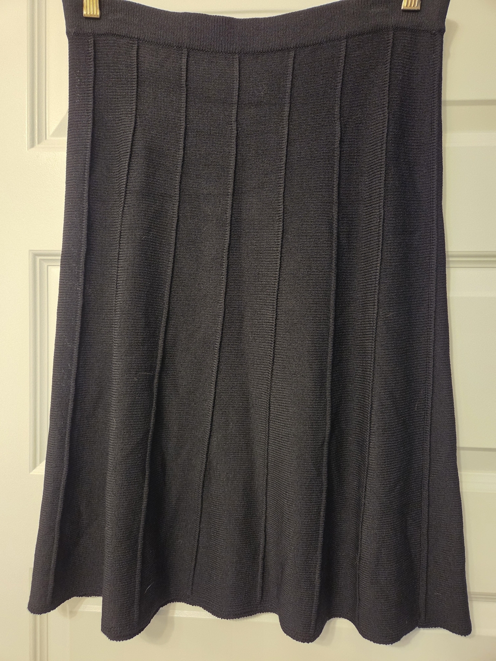 St. John Black Knit A-Line Skirt